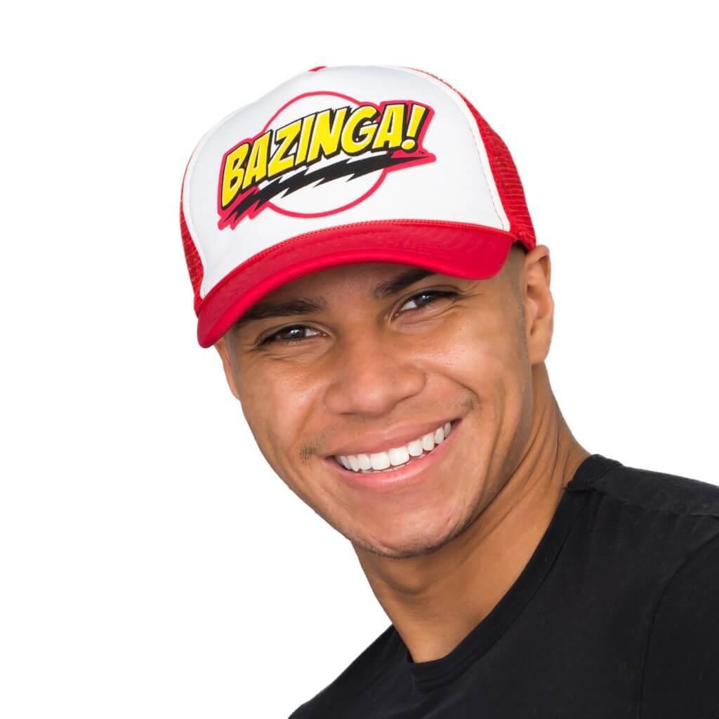 Bazinga! White and Red Adjustable Adult Basball Cap Hat