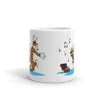 Calvin and Hobbes Dancing with Record Player Mug-1