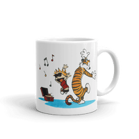 Calvin and Hobbes Dancing with Record Player Mug-2