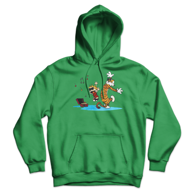 Calvin and Hobbes Dancing with Record Player Unisex Hoodie-8