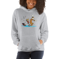 Calvin and Hobbes Dancing with Record Player Unisex Hoodie-1