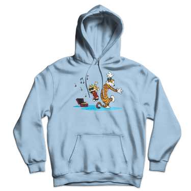 Calvin and Hobbes Dancing with Record Player Unisex Hoodie-9