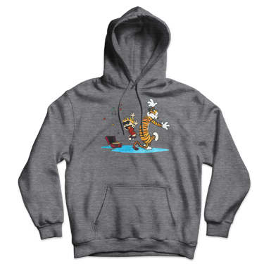 Calvin and Hobbes Dancing with Record Player Unisex Hoodie-7