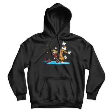 Calvin and Hobbes Dancing with Record Player Unisex Hoodie-6