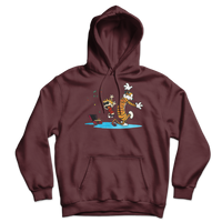 Calvin and Hobbes Dancing with Record Player Unisex Hoodie-4