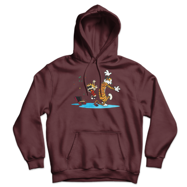 Calvin and Hobbes Dancing with Record Player Unisex Hoodie-4