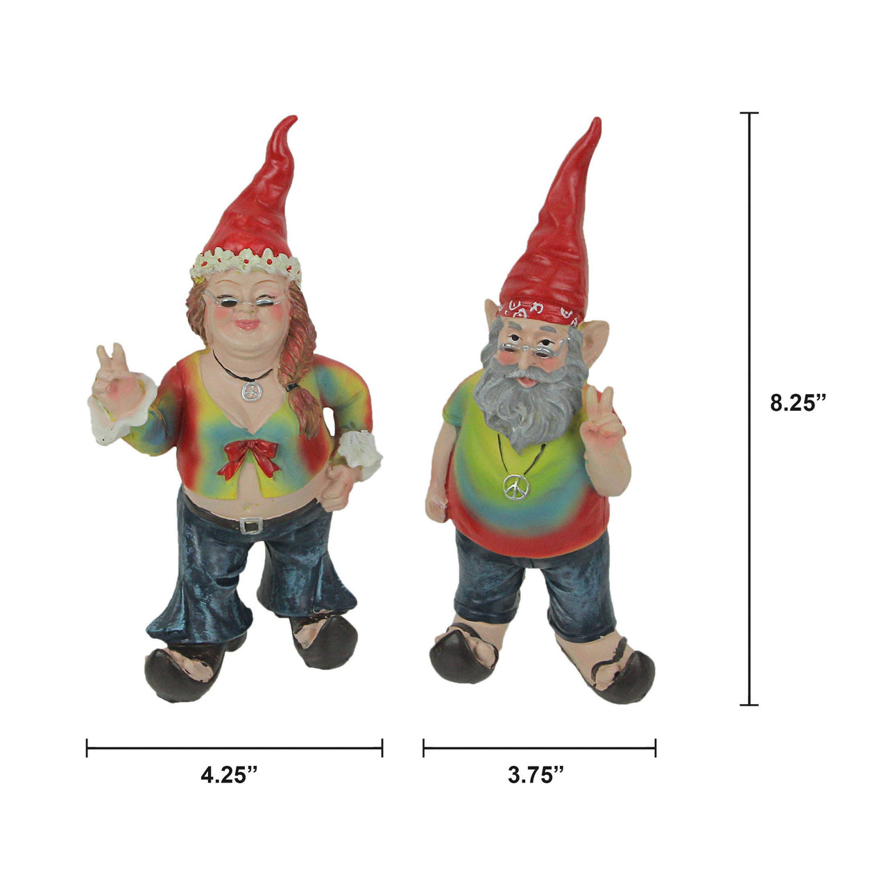 Gnancy & Gnarley: Tie-Dyed Decorative Gnome Figurine Couple