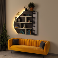 Piano Wall Shelf, Decorative Bookshelf with LED Light-1