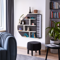 Piano Wall Shelf, Decorative Bookshelf with LED Light-0