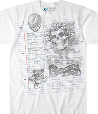 Grateful Dead Sketch Notepad Mens T-shirt- Liquid Blue