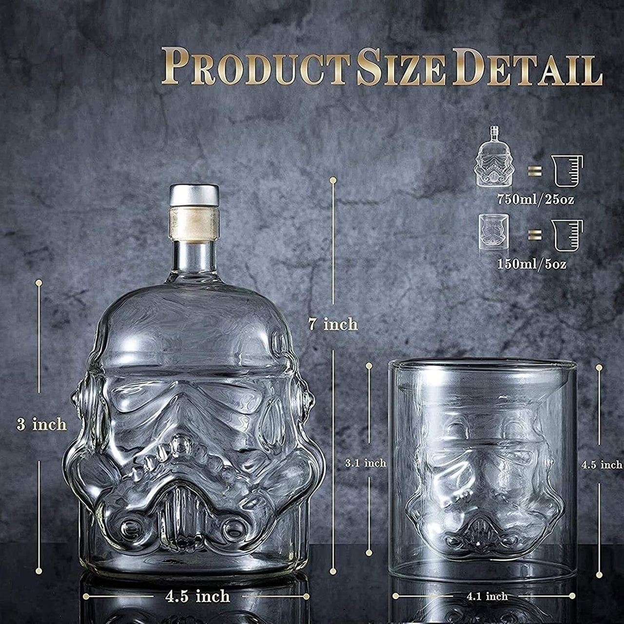 Transparent Creative Whiskey Decanter Set Bottle with 2 Wine Glasses 150ml for liquor, Bourbon, Scotch, Vodka, Father's Day Gift for Men Women-4