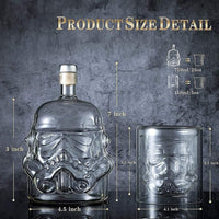 Transparent Creative Whiskey Decanter Set Bottle with 2 Wine Glasses 150ml for liquor, Bourbon, Scotch, Vodka, Father's Day Gift for Men Women-4