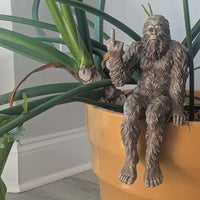 Bigfoot ‘Flipping The Bird’ Sasquatch Yeti Statue Indoor/Outdoor for Patio, Deck, Home, Office 10 in H Shelf Sitter Figurine