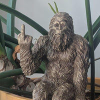 Bigfoot ‘Flipping The Bird’ Sasquatch Yeti Statue Indoor/Outdoor for Patio, Deck, Home, Office 10 in H Shelf Sitter Figurine