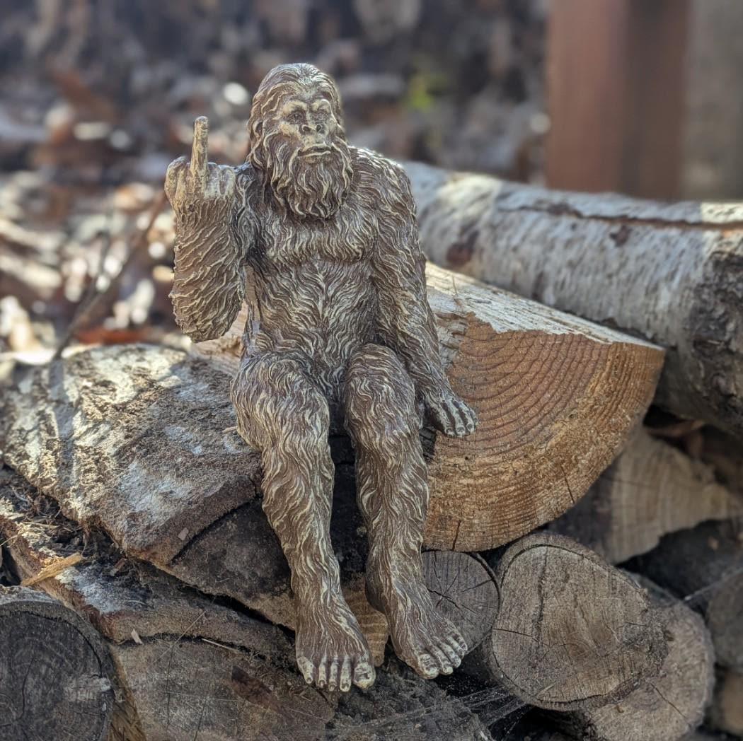 Bigfoot ‘Flipping The Bird’ Sasquatch Yeti Statue Indoor/Outdoor for Patio, Deck, Home, Office 10 in H Shelf Sitter Figurine