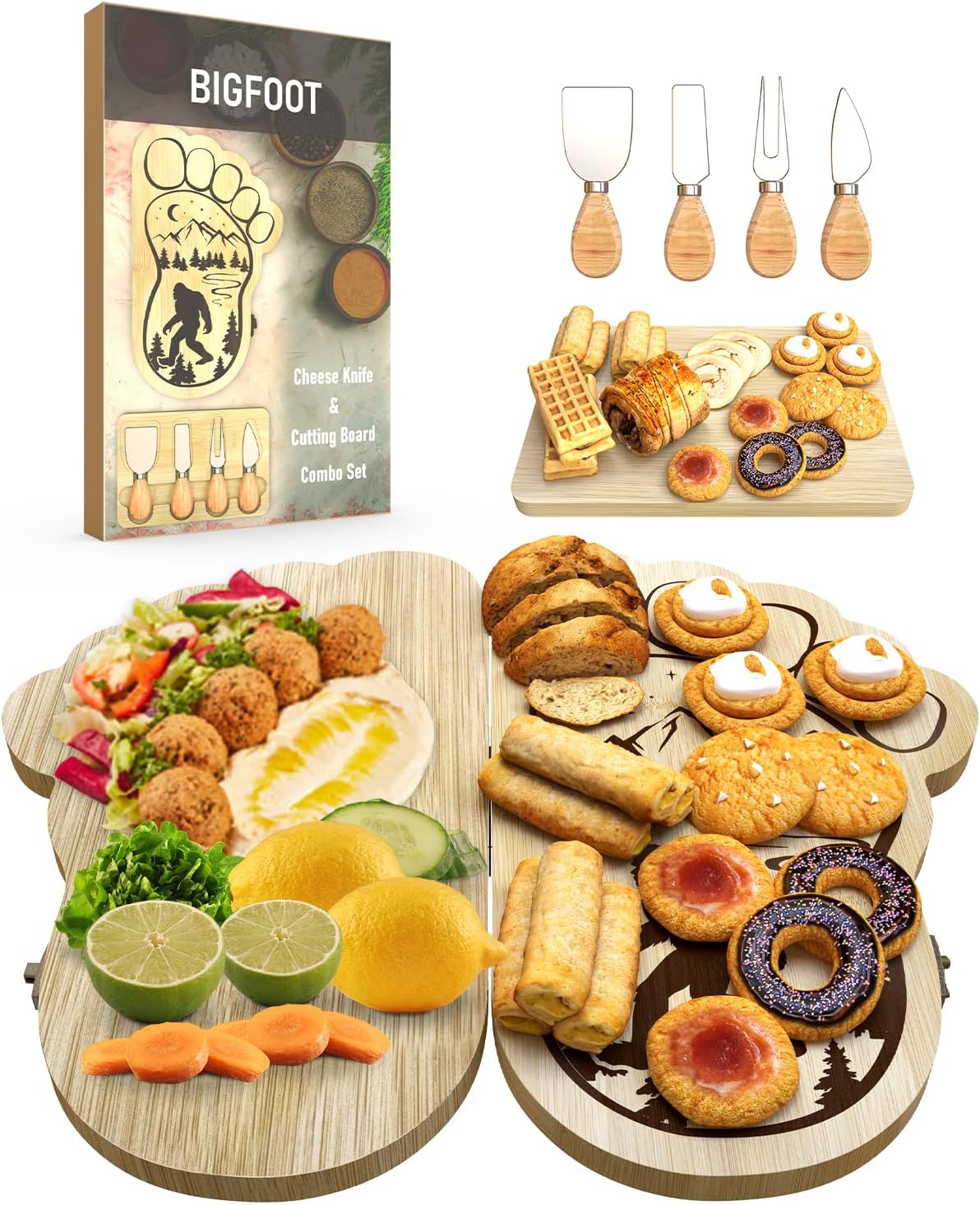 Bigfoot or RV Bamboo Board for Charcuterie, Foldable Cutting Board, Flexible Cheeseboard Serving Tray, Gift Ideas for New Home, Christmas, Women Birthday