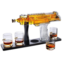 Uzi Submachine Gun Whiskey Gun Decanter and 4 Liquor Glasses - Tik Tok Gun Decanter & Glass Set - Gun Gifts for Men - Whiskey Decanter Set - Bourbon & Scotch Decanter - Firearm Shooting Gifts for Dad-0