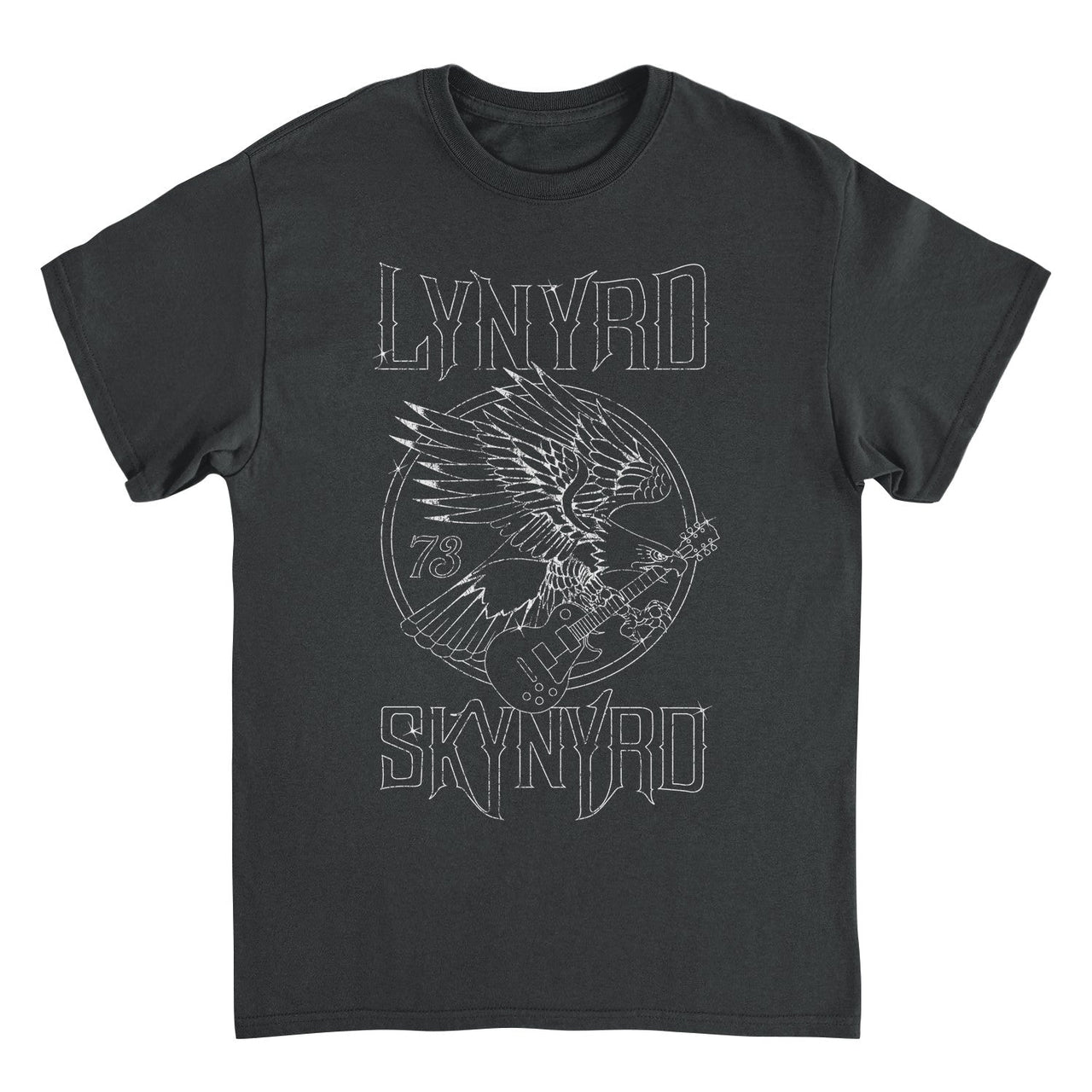 Lynyrd Skynyrd Outlined Eagle Guitar White Black T-Shirt