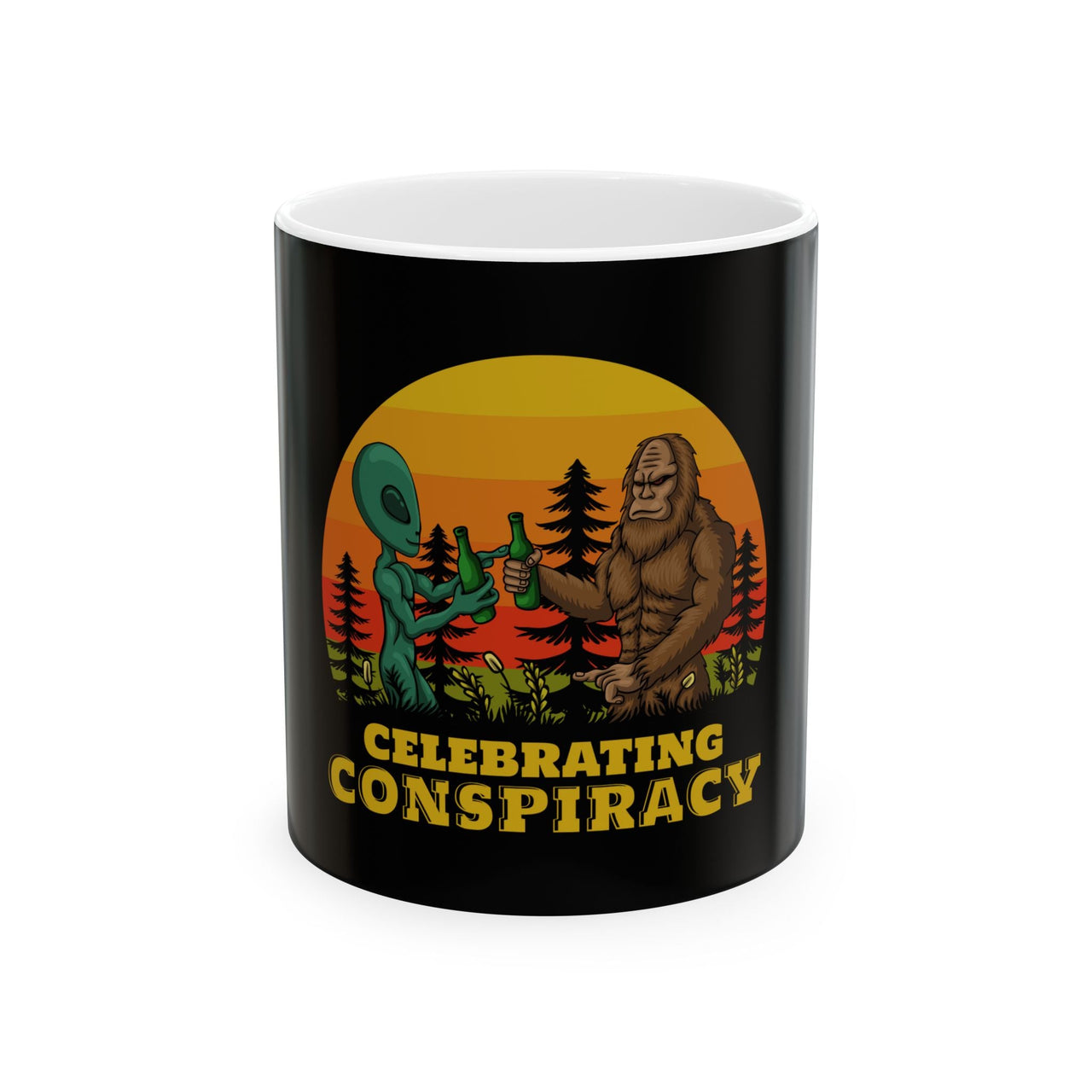 Funny Bigfoot Sasquatch Alien Conspiracy Ceramic Coffee Mug-0