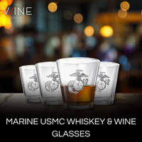 Marine USMC Whiskey & Wine Glasses Set of 4, Anchor and Globe Whiskey Glasses 10oz Marines Gift-1