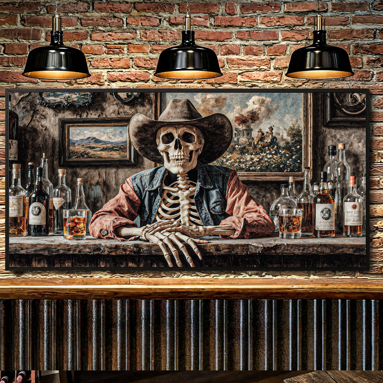 Skeleton Cowboy Western Saloon Wall Art