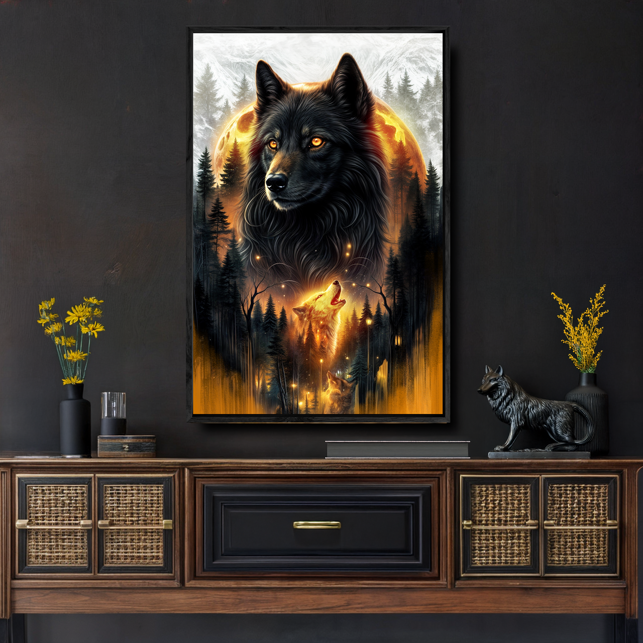 Eclipse of the Alpha Wolf Wall Art