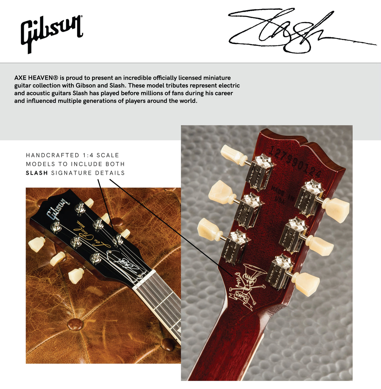 Slash Gibson Les Paul Standard Appetite Burst 1:4 Scale Mini Guitar Model