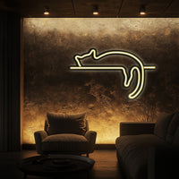 Sleeping Cat Metal Neon Wall Art- LN0022