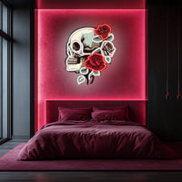 UV Printed Skull Blooms  Neon Wall Art- LV0030