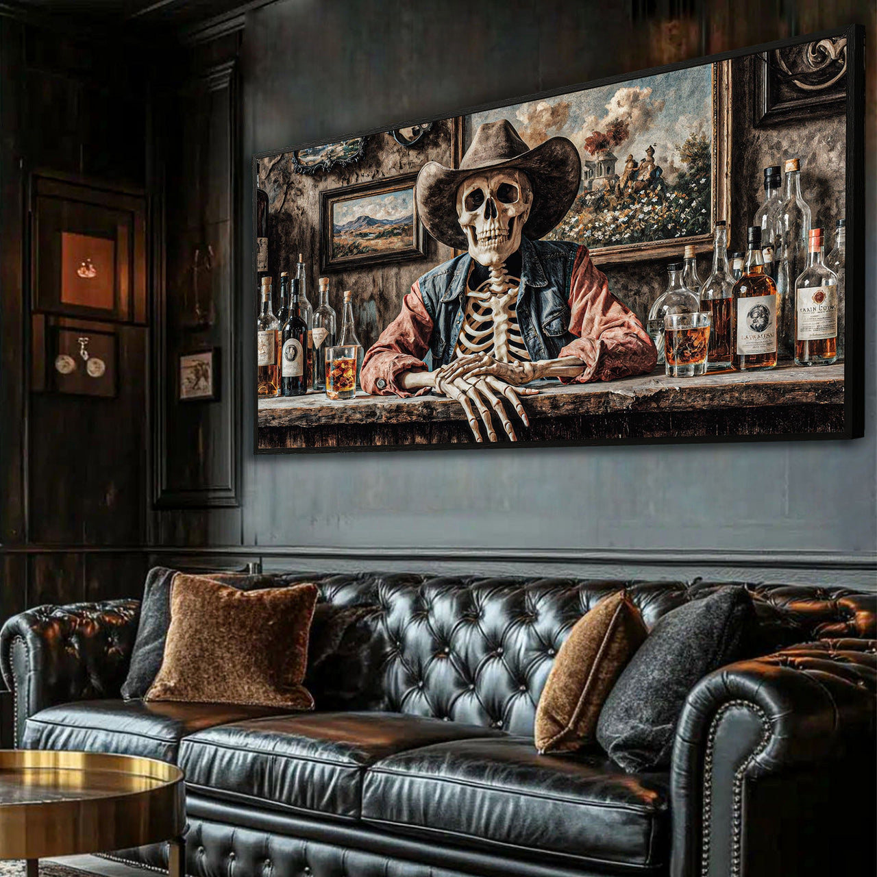 Skeleton Cowboy Western Saloon Wall Art