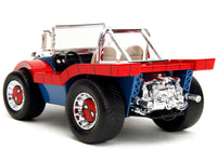Dune Buggy Red and Blue with Graphics and Spider-Man Diecast Figure 