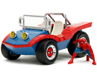 Dune Buggy Red and Blue with Graphics and Spider-Man Diecast Figure 