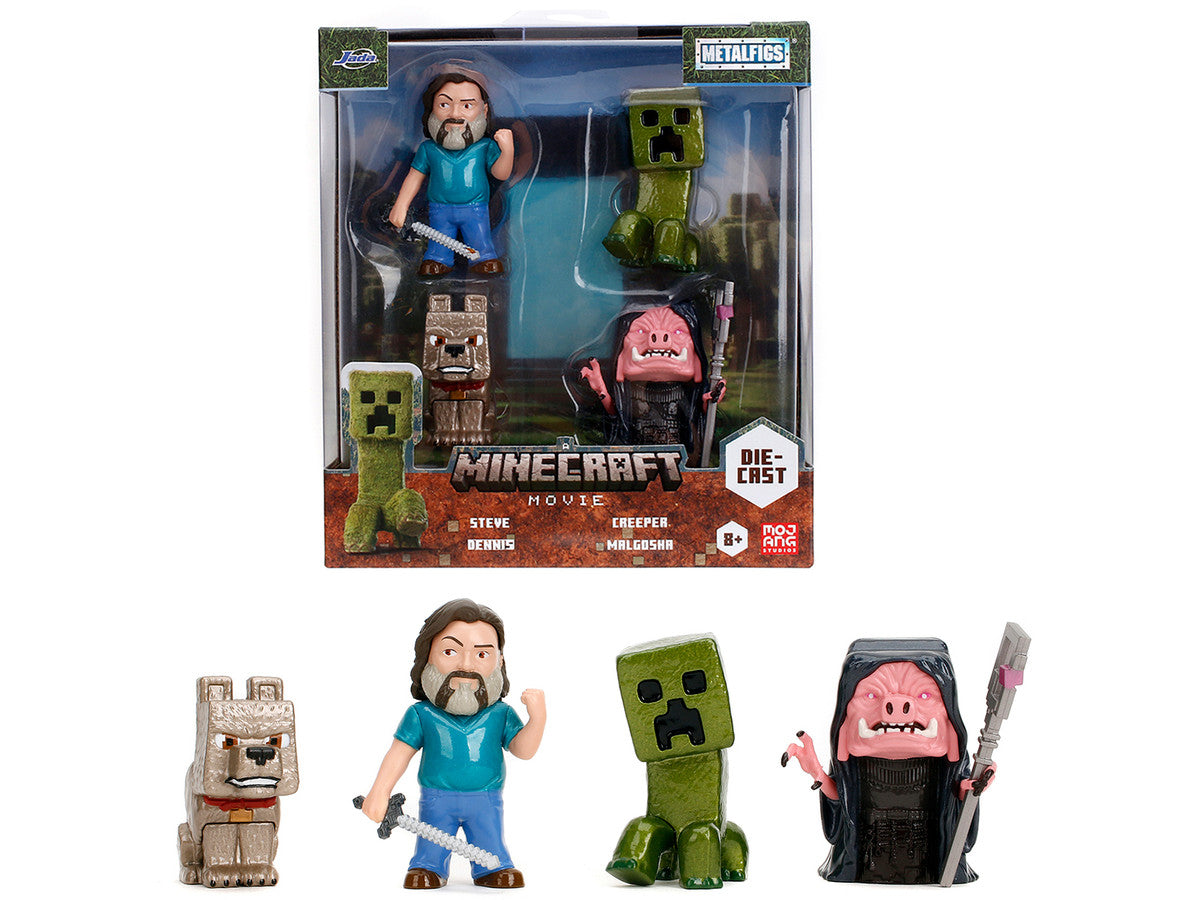 Set of 4 Diecast Figures "A Minecraft Movie" (2025) Movie "Metalfigs" Series Diecast Models by Jada-4