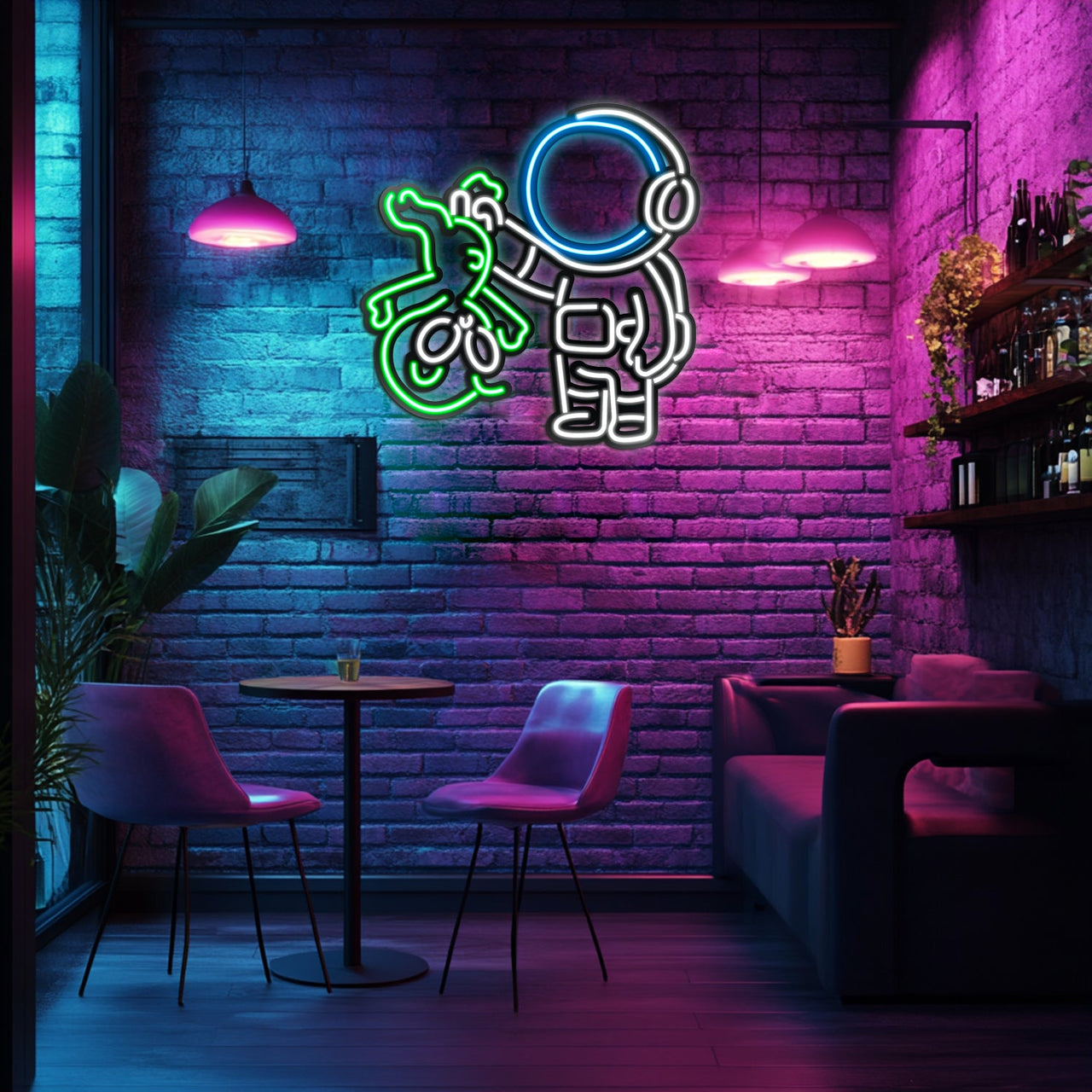 Alien and Astronaut Metal Neon Wall Art- LN0047