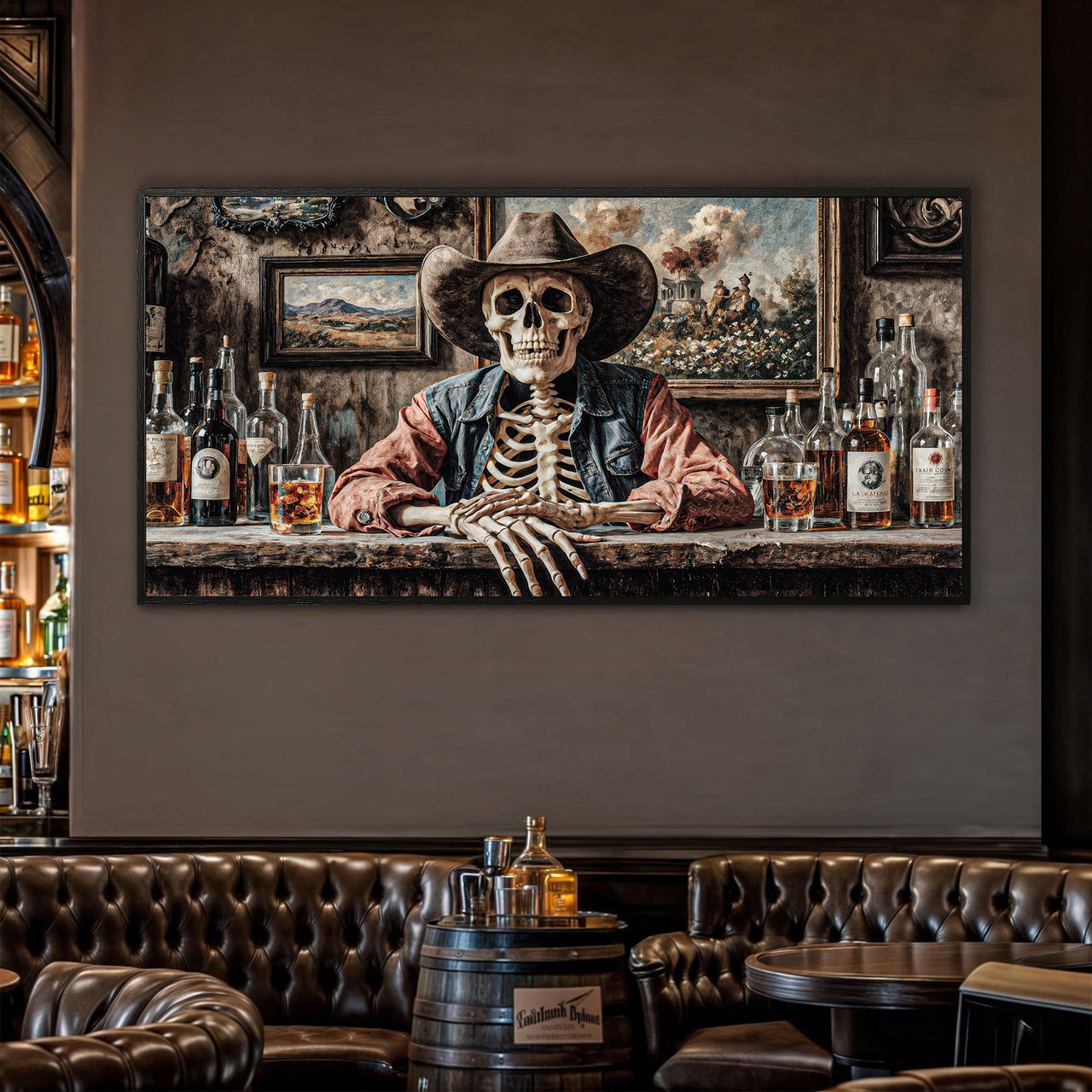 Skeleton Cowboy Western Saloon Wall Art