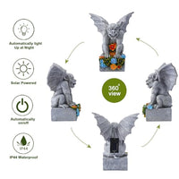 Solar Gothic Gargoyle Garden Statues: Outdoor Sculptures with Succulent Lights Decor for Patio Lawn Yard Art - Gifts for Mom Grandma