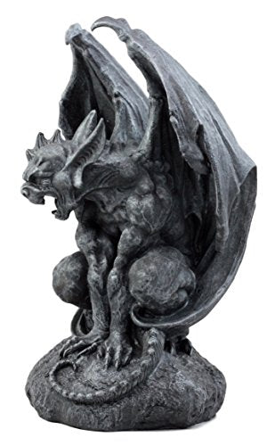 Ebros Gift Large Cathedral Guardian Crouching Winged Gargoyle Statue 12.5" H Gothic Warden Protector from Evil Spirits Underworld Dark Arts Fantasy Sculpture