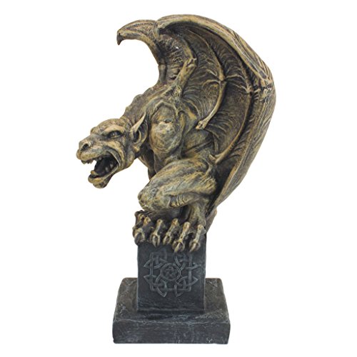 Design Toscano Abbadon Gothic Gargoyle Indoor/Outdoor Garden Statue on Celtic Base, 12 Inches Tall, Cast Stone Resin, Two Tone Stone Finish