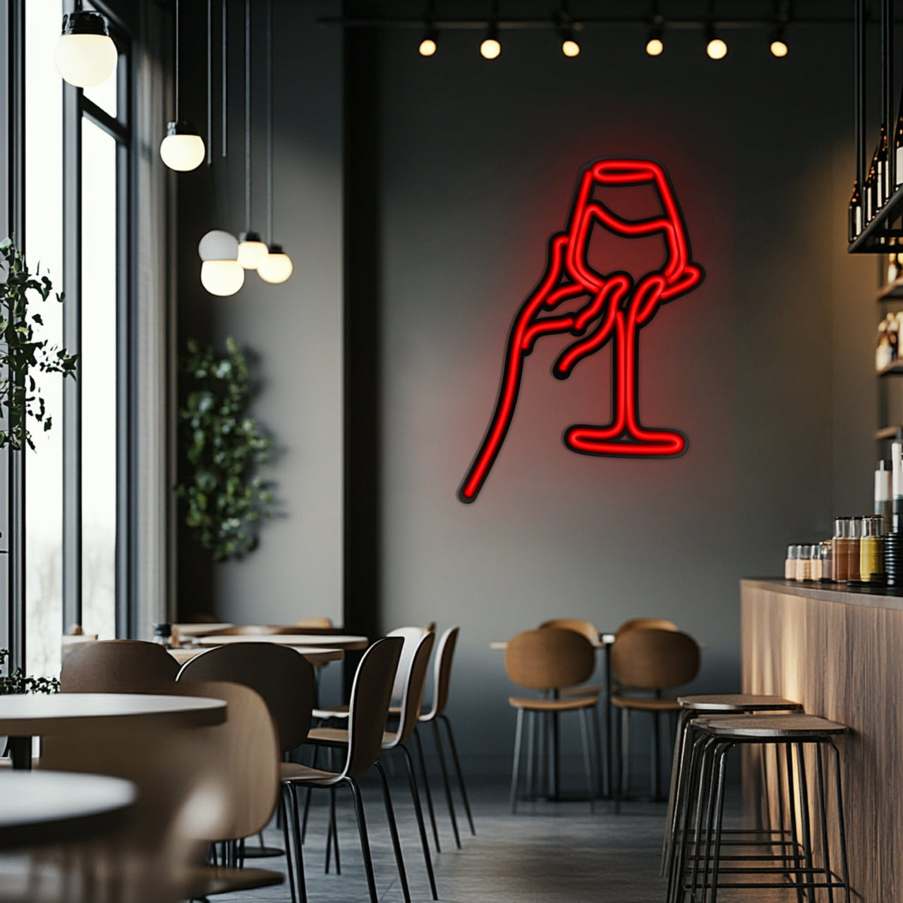 Wine Line Art Metal Neon Wall Art- LN0008