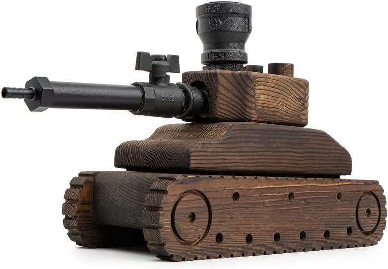 Tank Handcrafted Liquor Dispenser - The Wine Savant - Industrial Pipe Mahogany Wood Whiskey Decanter - Bar Accessories For Home Gifts for Him, Veteran's Day, Military Appreciation, Home Bar Gift-4