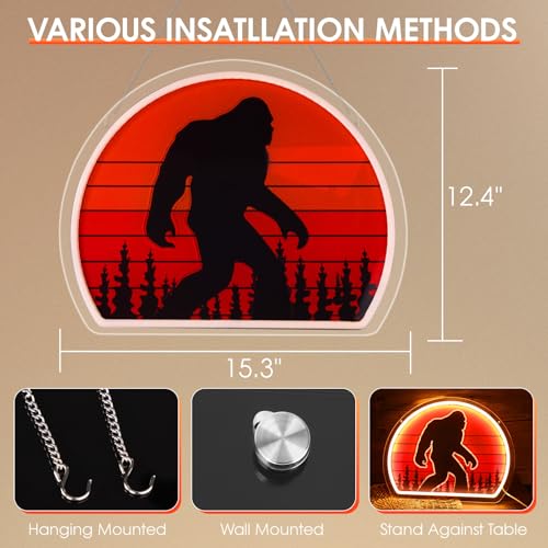 Bigfoot Neon Sign, Bright Dimmable USB Powered