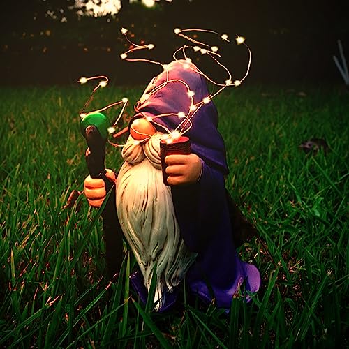 Resin Gnome Statue Outdoor Decor Waterproof Firework Solar LED Lights Gnomes Garden Sculpture Decorations for Outside Lawn Patio Yard Ornament Gifts (Gnome)