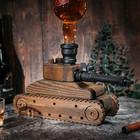 Tank Handcrafted Liquor Dispenser - The Wine Savant - Industrial Pipe Mahogany Wood Whiskey Decanter - Bar Accessories For Home Gifts for Him, Veteran's Day, Military Appreciation, Home Bar Gift-3