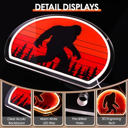 Bigfoot Neon Sign, Bright Dimmable USB Powered
