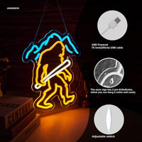 Bigfoot Neon Sign Sasquatch Neon Sign for wall decor Bedroom Game Room Wall Decor Gifts for Kids Children(15.6x12.6 Inch)