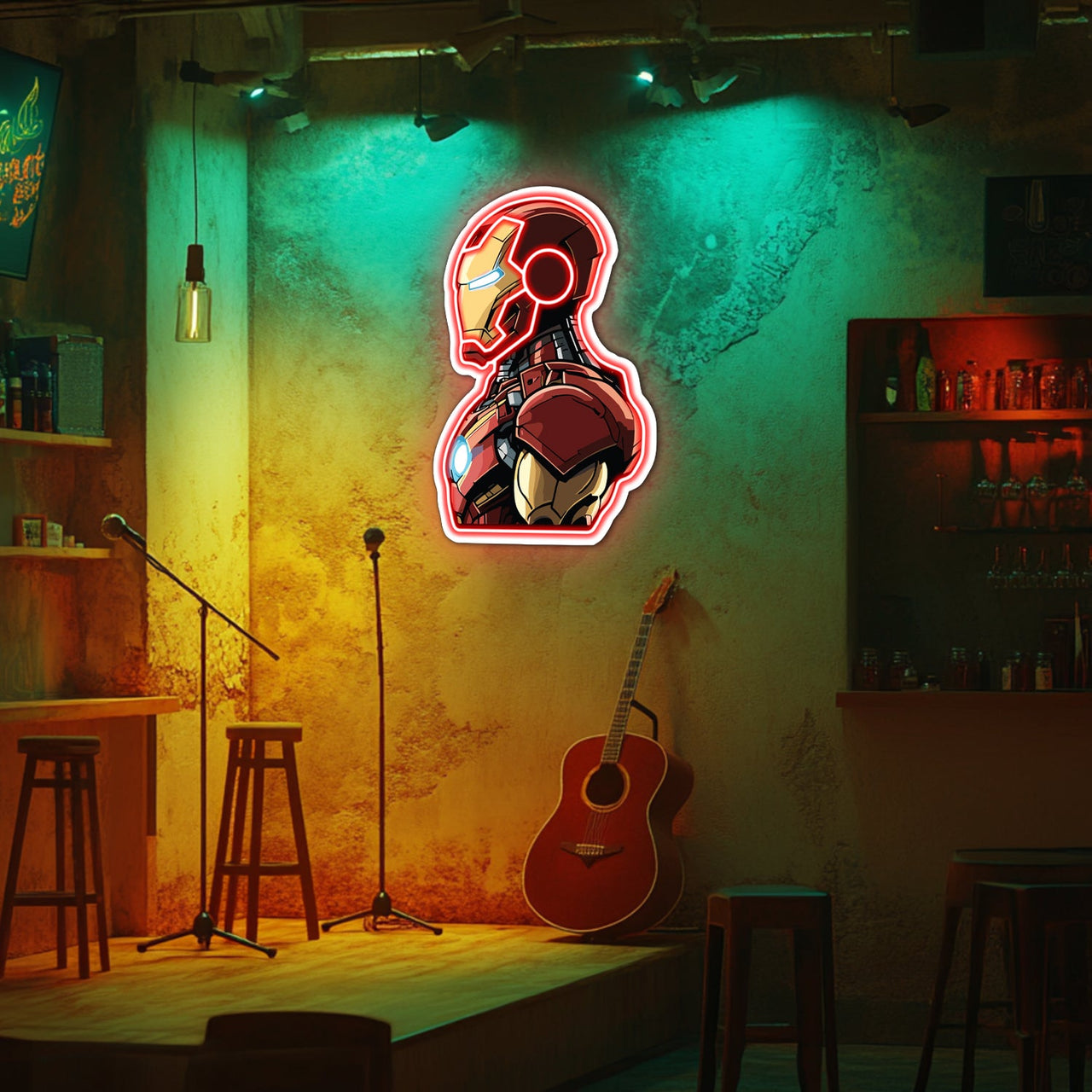 UV Printed Iron-Man Neon Wall Art- LV0076