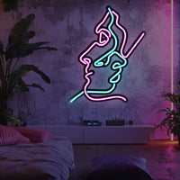 Two Faces Line Art Metal Neon Wall Art- LN0007