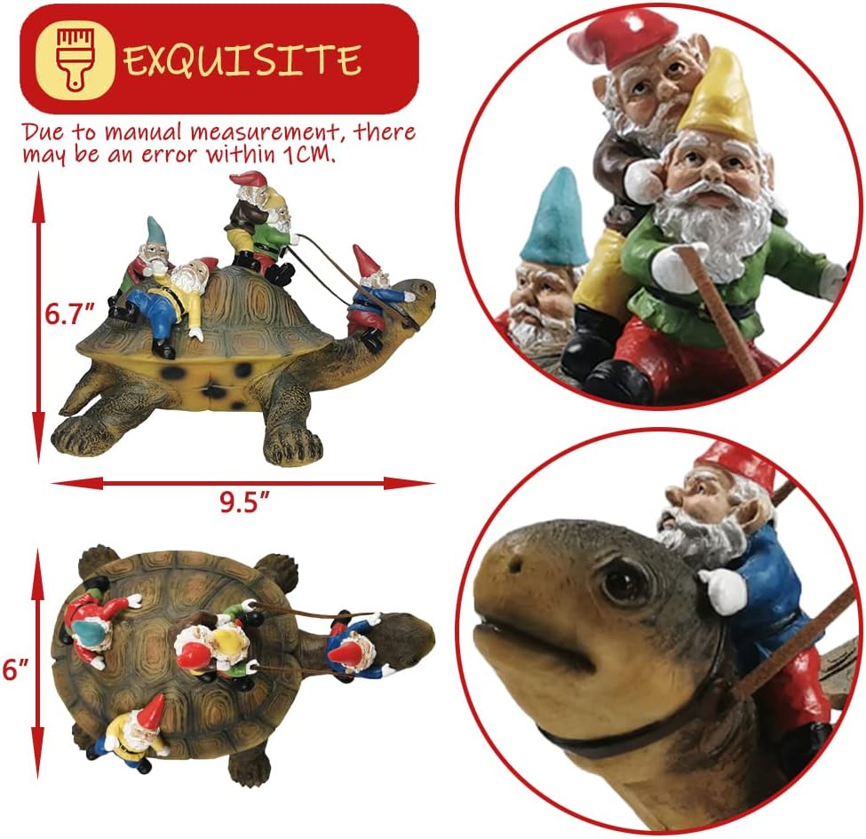 Garden Gnome Turtle Statue
