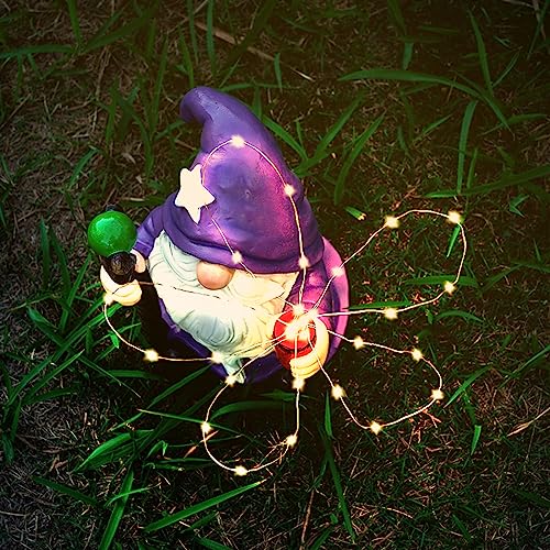 Resin Gnome Statue Outdoor Decor Waterproof Firework Solar LED Lights Gnomes Garden Sculpture Decorations for Outside Lawn Patio Yard Ornament Gifts (Gnome)