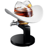The Wine Savant Cowboy Hat Decanter, Western Style Rustic Design Glass Liquor Container Barware Display - 800ml Clear-0